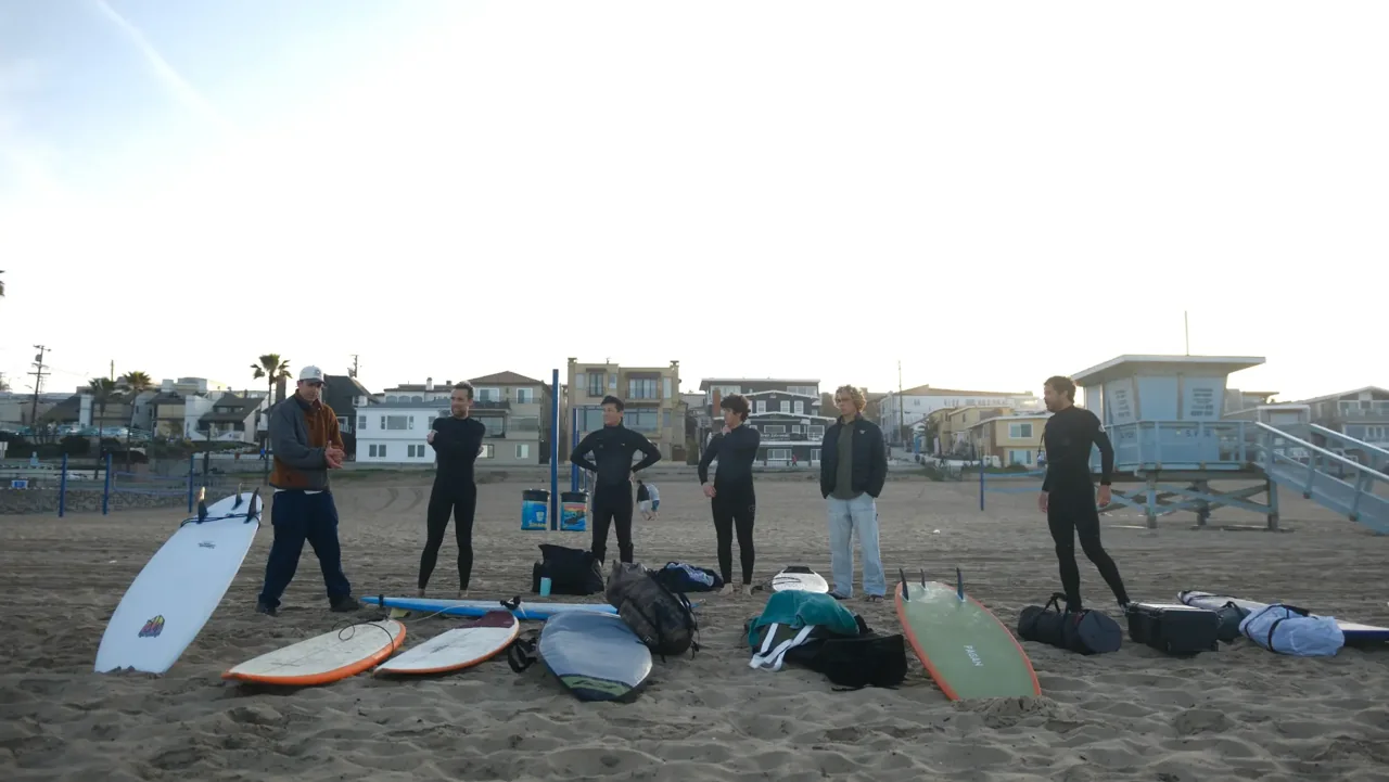 Surf coaching session at El Porto, Manhattan Beach