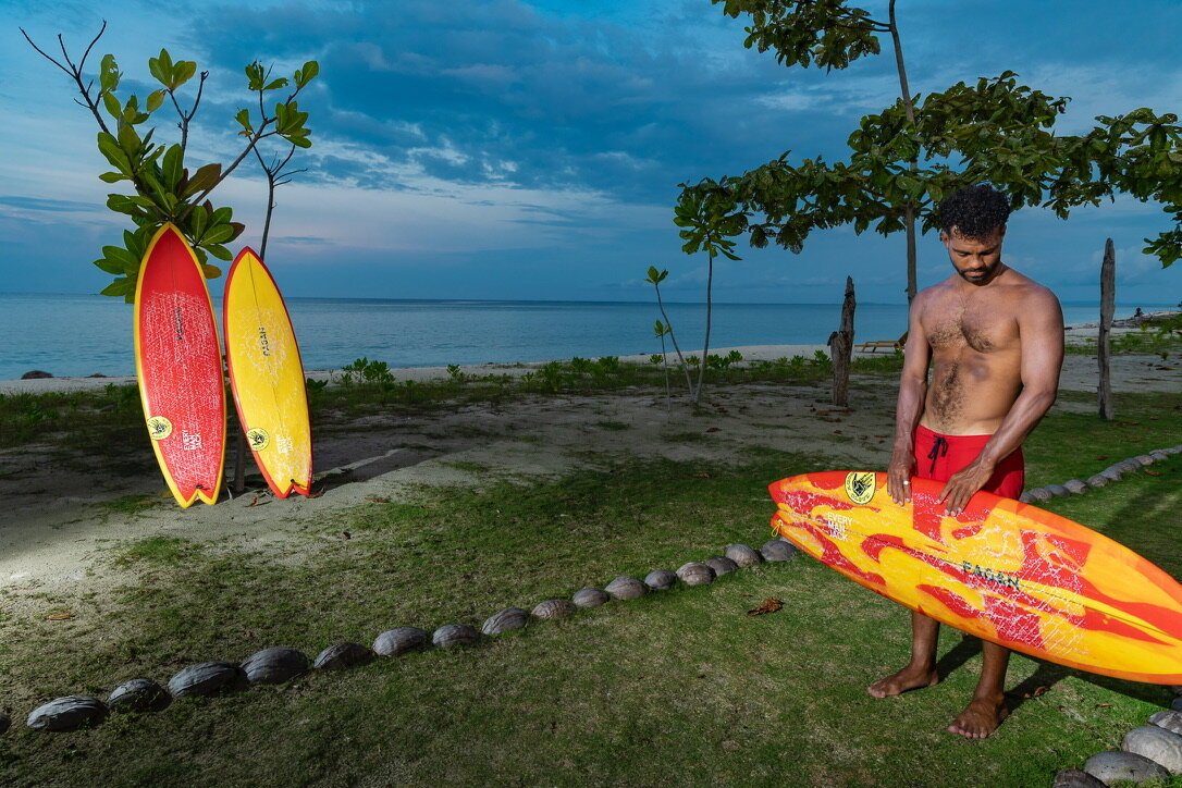 PAGAN USA surfboards on the beach with surfer