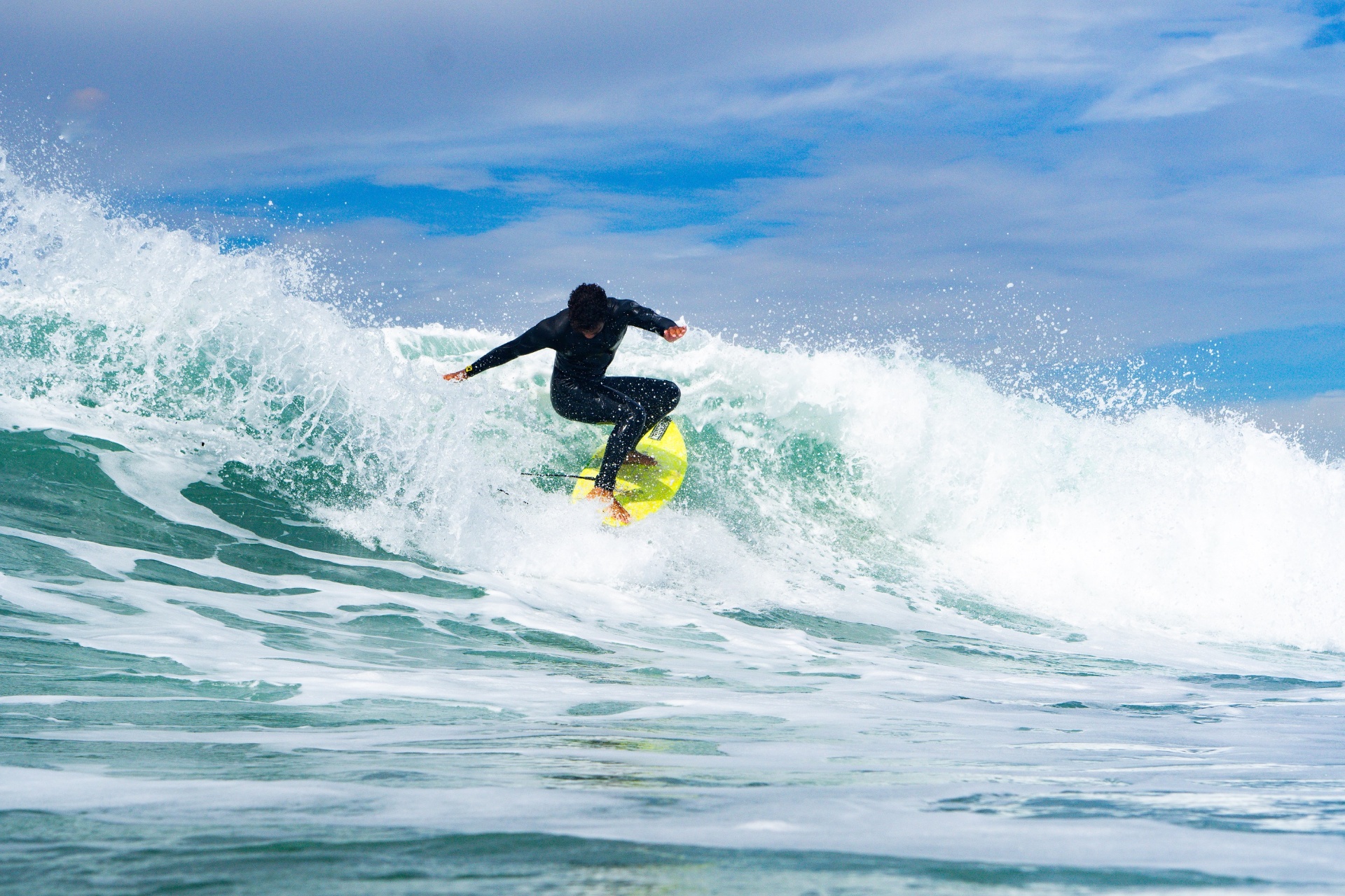 Surfer riding a wave
